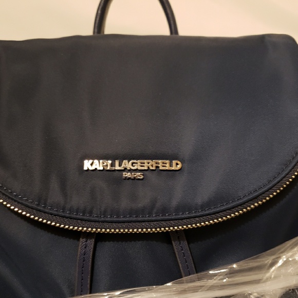 Karl Lagerfeld Paris Cara Navy Blue Nylon Backpack - Picture 5 of 6